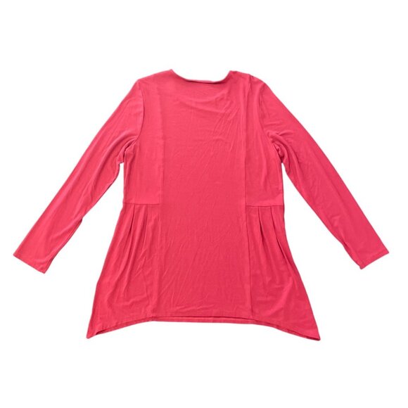 J.Jill Wearever Womens Pink 3/4 Sleeve Tunic Asymmetrical Hem top lightweight - Picture 3 of 6